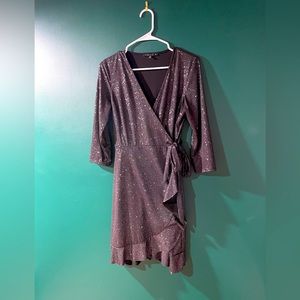 Tiana B Glitter Holiday Wrap Dress